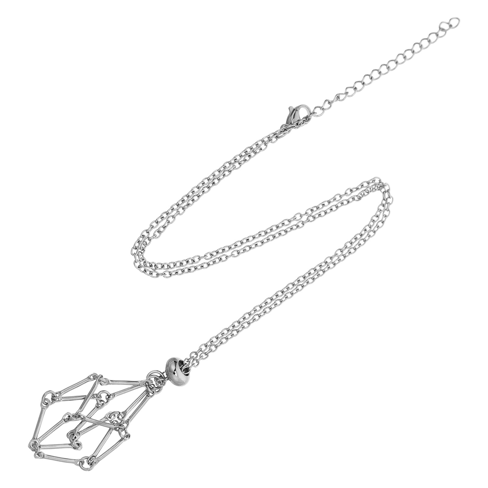 Crystal Pendant Necklace Natural Stone - 스테인리스 스틸 소재의 크리스탈 케이지 목걸이,