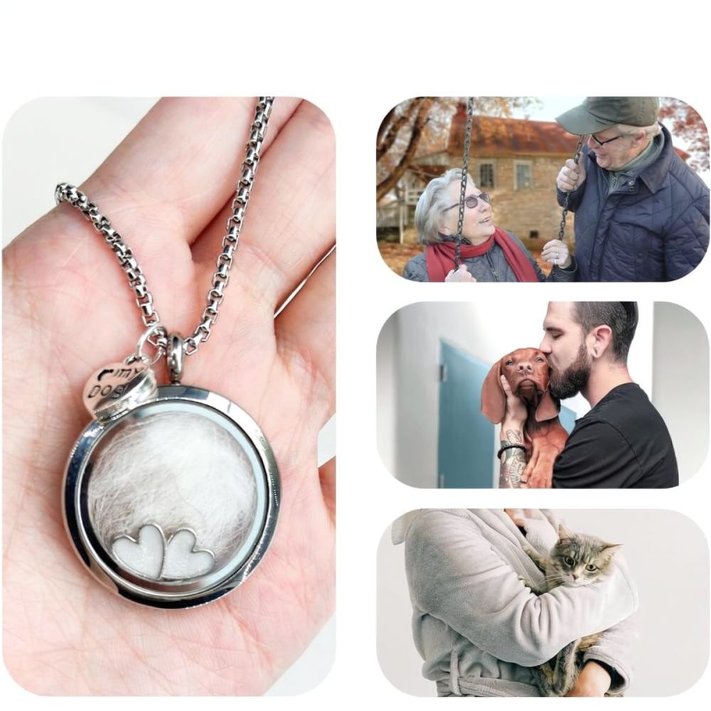 Heart Locket Necklace Photo - 스테인리스 스틸 소재의 하트 모양 추모