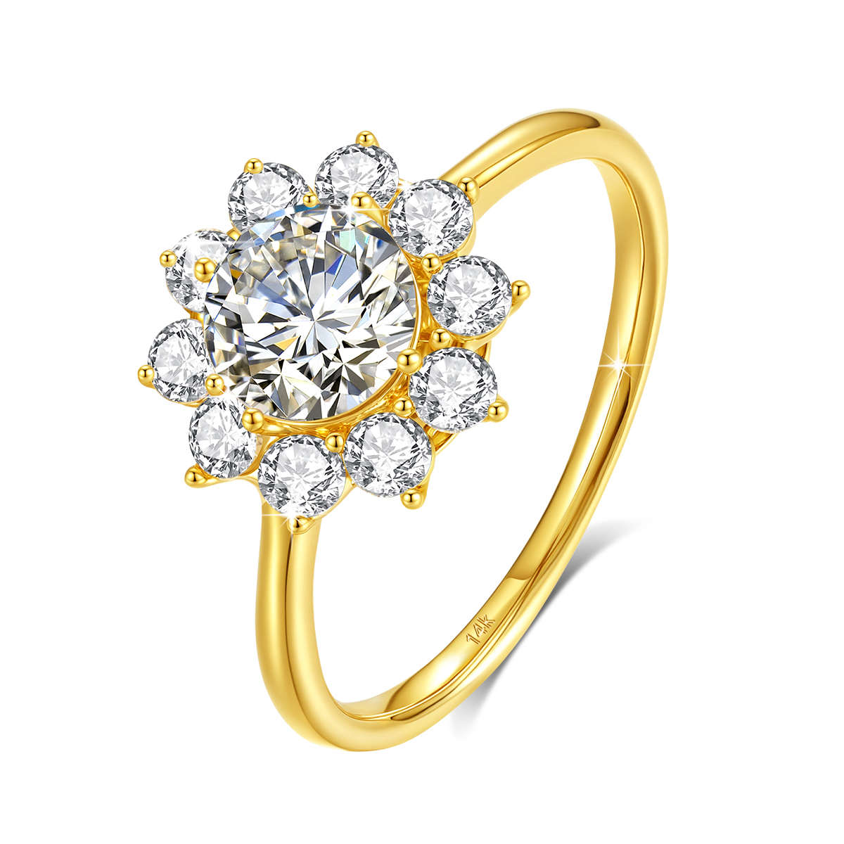 Moissanite Engagement Ring 1 Carat - 시지나오 100% 진짜 14k 금 꽃반지
