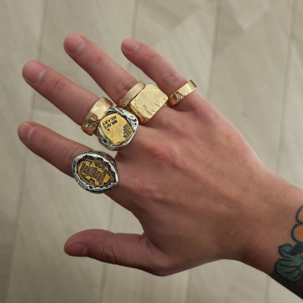 Vintage Punk Knuckle Rings Set - 핑거 링 세트 6개입, 기하학적 디자인의