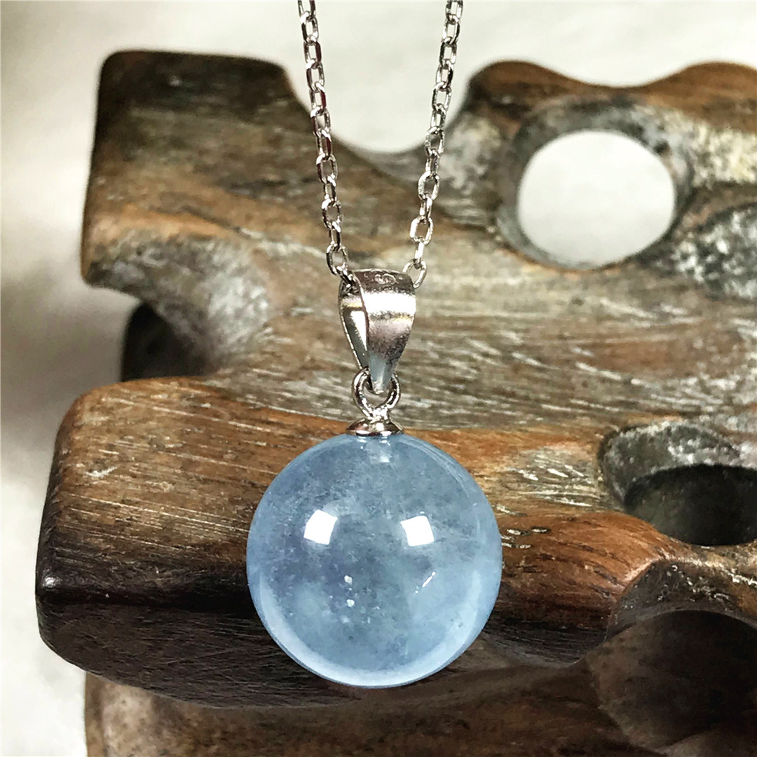 13mm 천연 블루 아쿠아 마린 펜던트 목걸이 여성용  - 925 Sterling Silver Chain Necklace Men 리뷰 및 가격