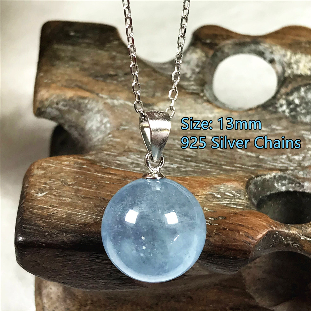 13mm 천연 블루 아쿠아 마린 펜던트 목걸이 여성용  - 925 Sterling Silver Chain Necklace Men 리뷰 및 가격