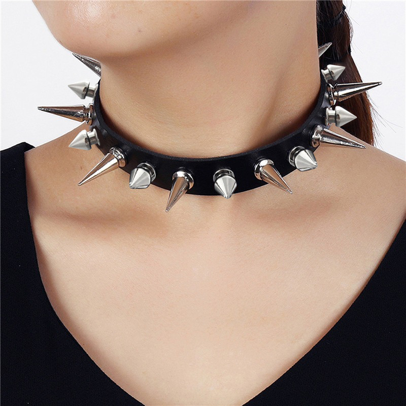 펑크 스타일의 긴 스파이크 초커, 여성 및 남성용 인조 - Goth Punk Spike Choker 리뷰 및 가격