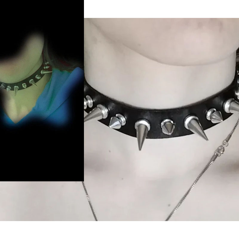 펑크 스타일의 긴 스파이크 초커, 여성 및 남성용 인조 - Goth Punk Spike Choker 리뷰 및 가격