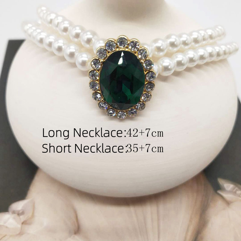 여성을위한 클래식 그린 라인 석 진주 목걸이 귀걸이 레 - Pearl Choker Necklace Vintage 리뷰 및 가격